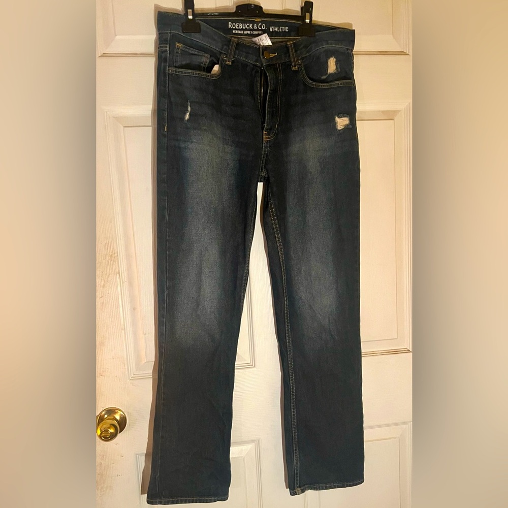 Roebuck And Co. Heritage Supply Company NWOT Athletic Dark 32X32 Stressed Jeans